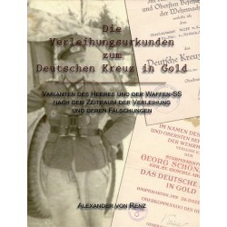 Die Verleihungsurkunden zum Deutschen Kreuz in Gold