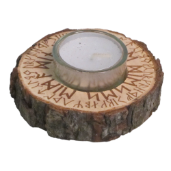 Holz-Teelichthalter "Futhark"