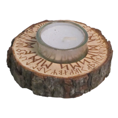 Holz-Teelichthalter "Futhark"
