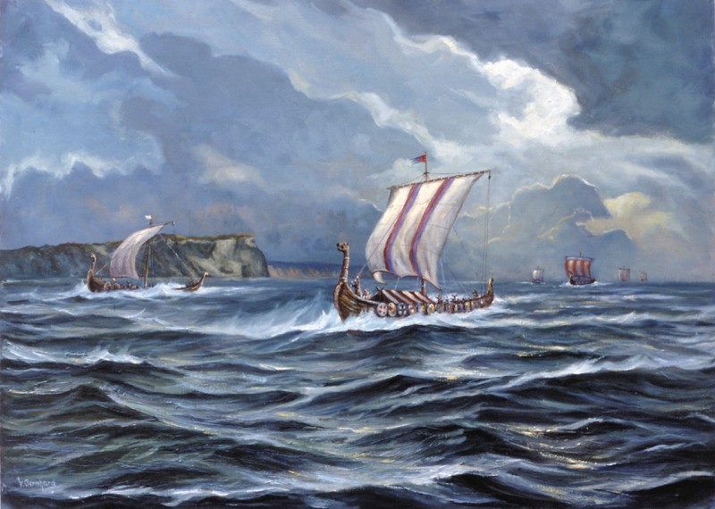 "Wikingerschiffe auf der Fahrt nach Jomsburg"