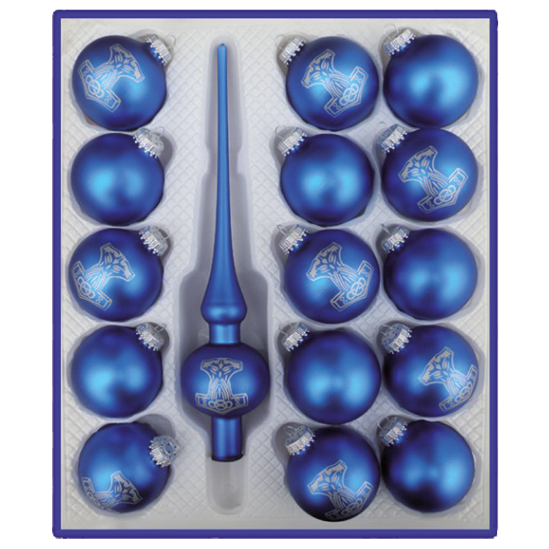 Weihnachtsbaumkugeln „Thorhammer“ mit Spitze