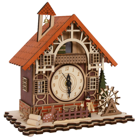 Holzstanduhr „Fachwerkhaus“.