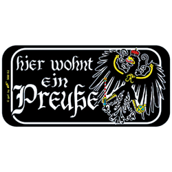 Kunststoffschild Hier wohnt ein Preuße, 14,6 x 7,5 cm