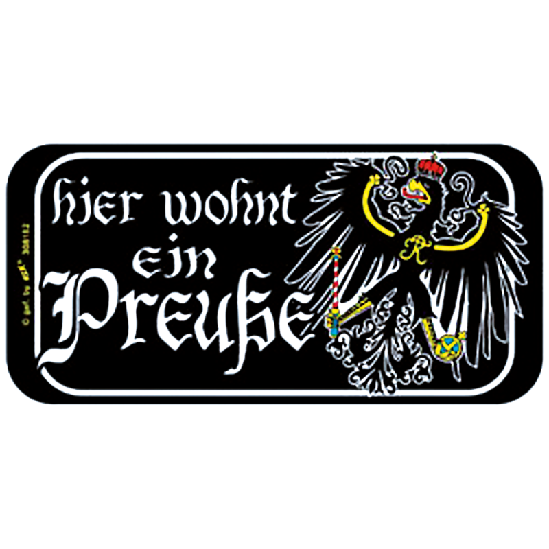 Kunststoffschild Hier wohnt ein Preuße, 14,6 x 7,5 cm