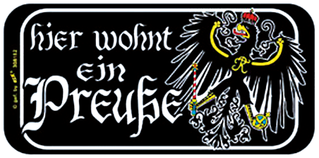 Kunststoffschild Hier wohnt ein Preuße, 14,6 x 7,5 cm
